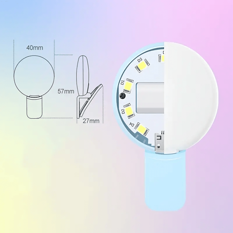 Viral Selfie Ring Light For Iphone and Android. Portable Clip-on Selfie Fill Light Selfie Light Beauty Light Battery Operated Live Light
