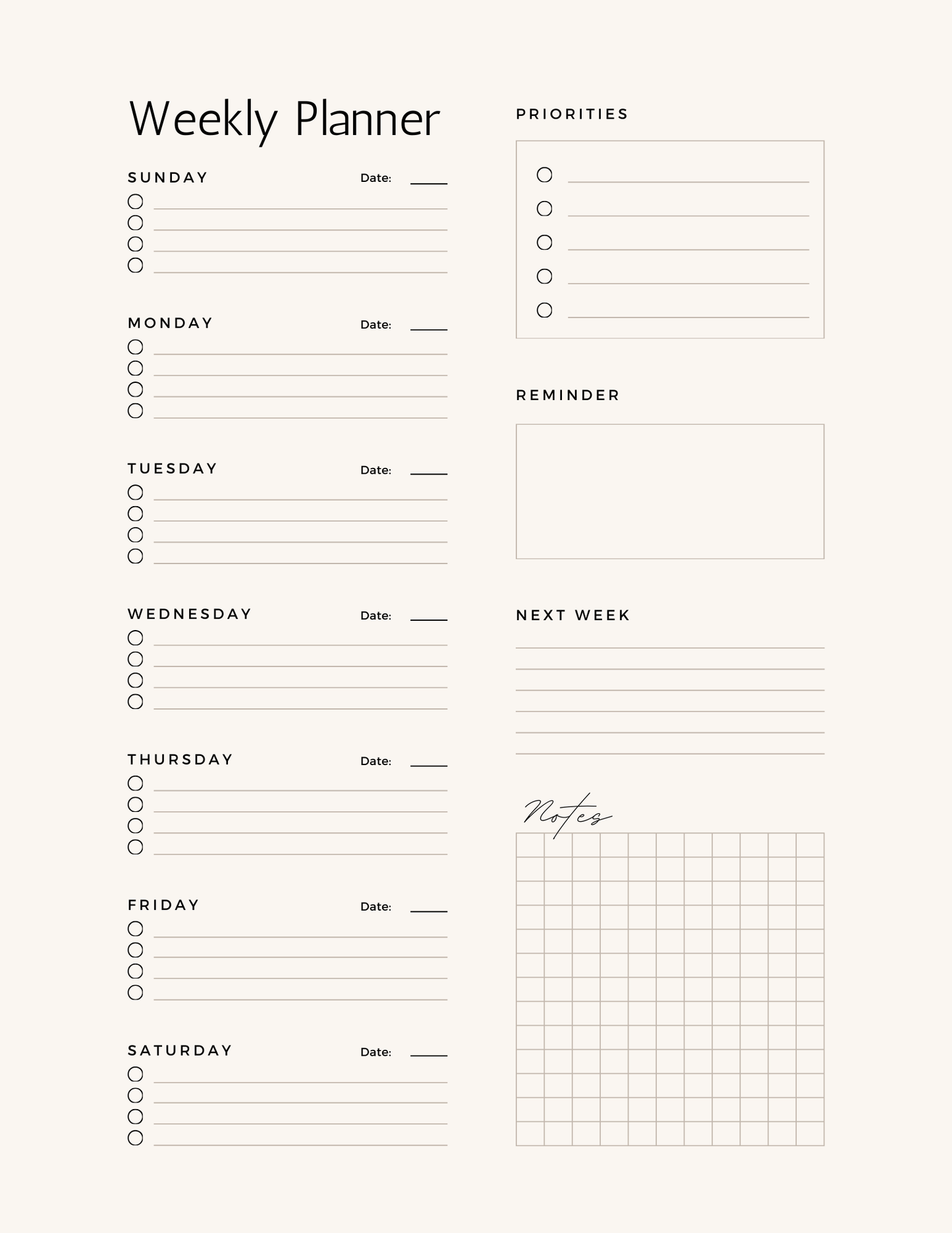 1. Printable goals planner