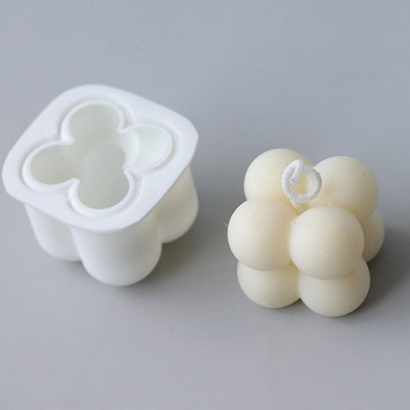 Silicone Candle Mold 3D Cube Small Round Ball Crystal Epoxy Mould DIY Craft Candle Making Tool Soap Mold Handmade Decor Supplies