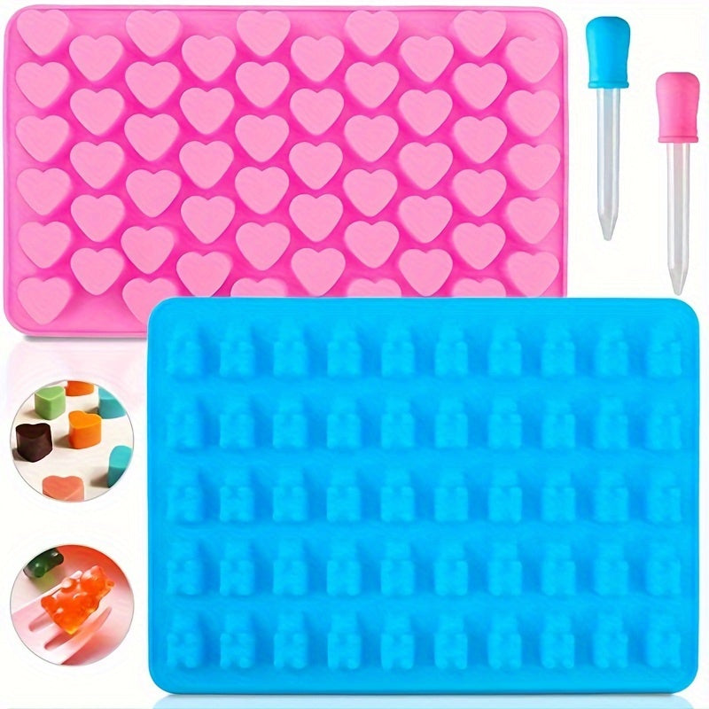 4-Piece Set Silicone Candy Molds with Donut, Teddy Bear, Dinosaur & Heart Shapes