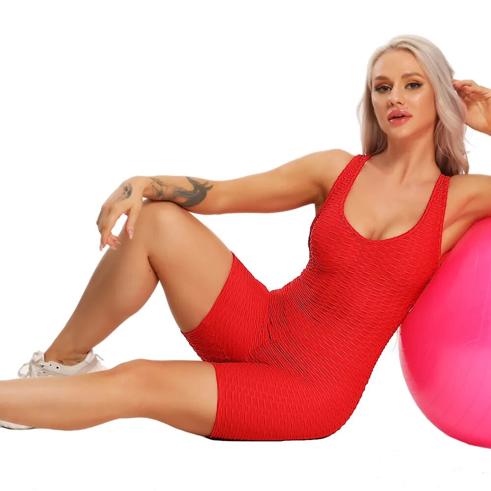 INFILAR Sexy Backless Sport Bodysuits Women Fitness Jumpsuits V-neck Sleeveless Yoga Sport Suit One Piece Set Workout Activewear