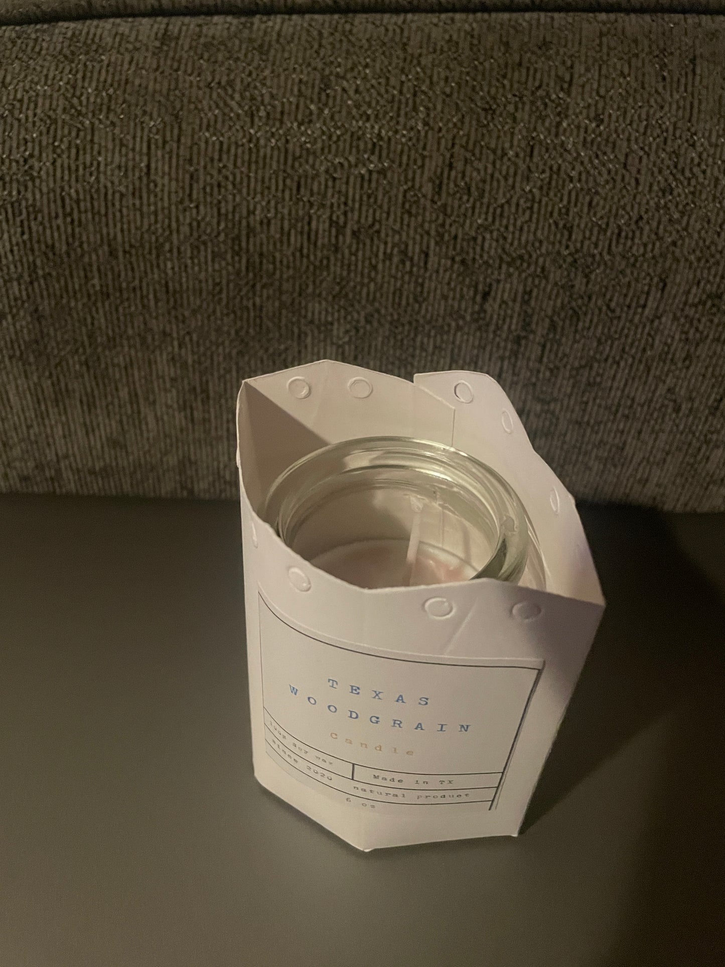 Texas Woodgrain handmade 100% soy candle