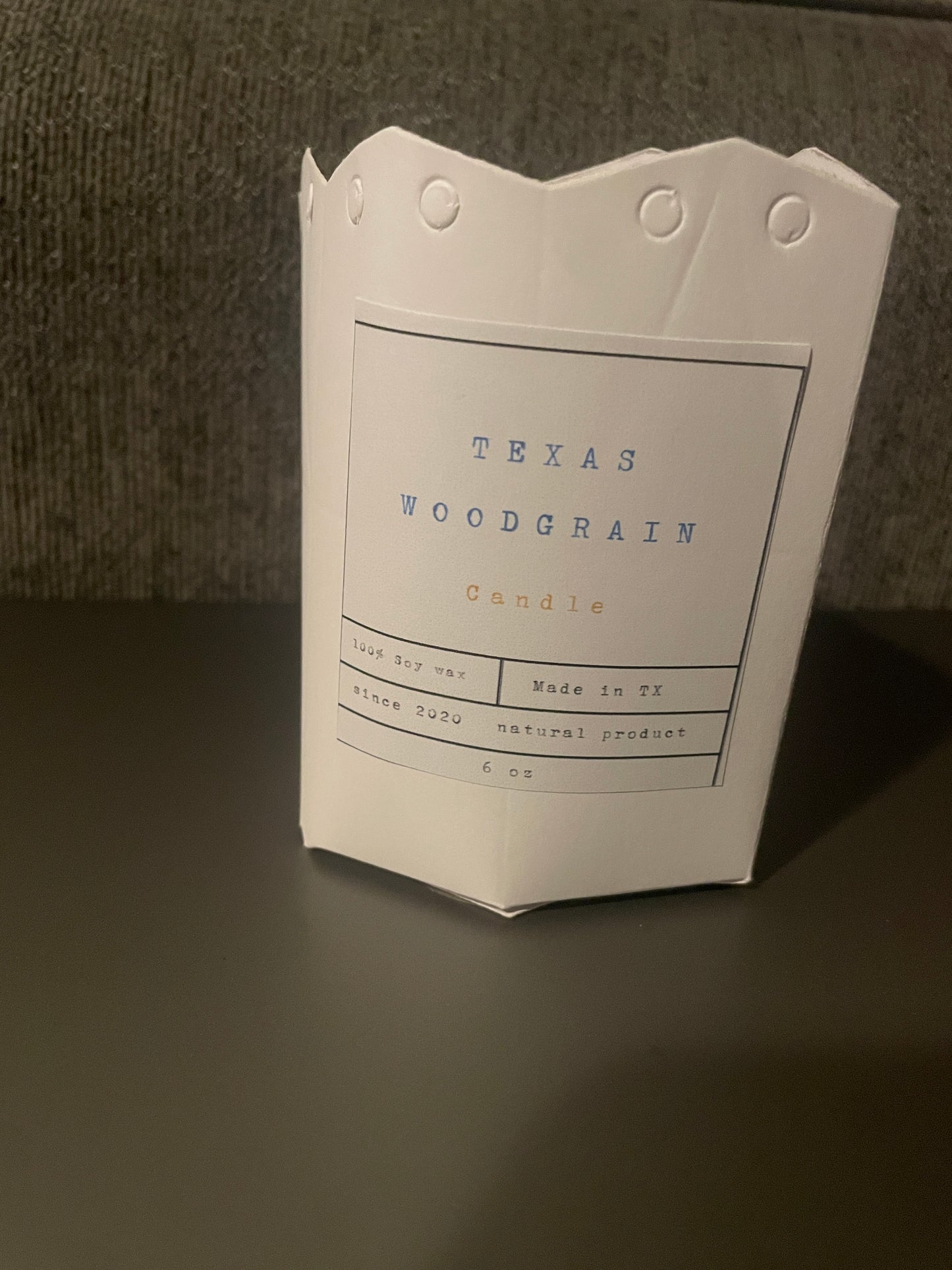 Texas Woodgrain handmade 100% soy candle