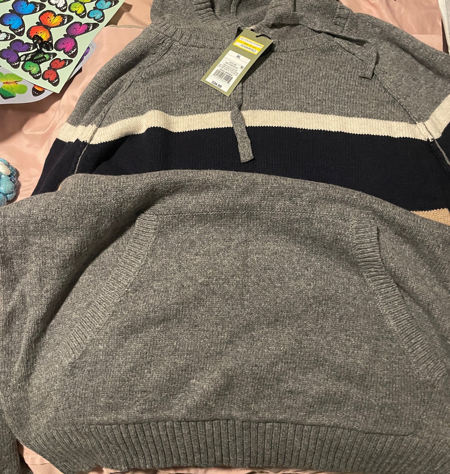 XL cozy Pinstripe Hoodie Sweater