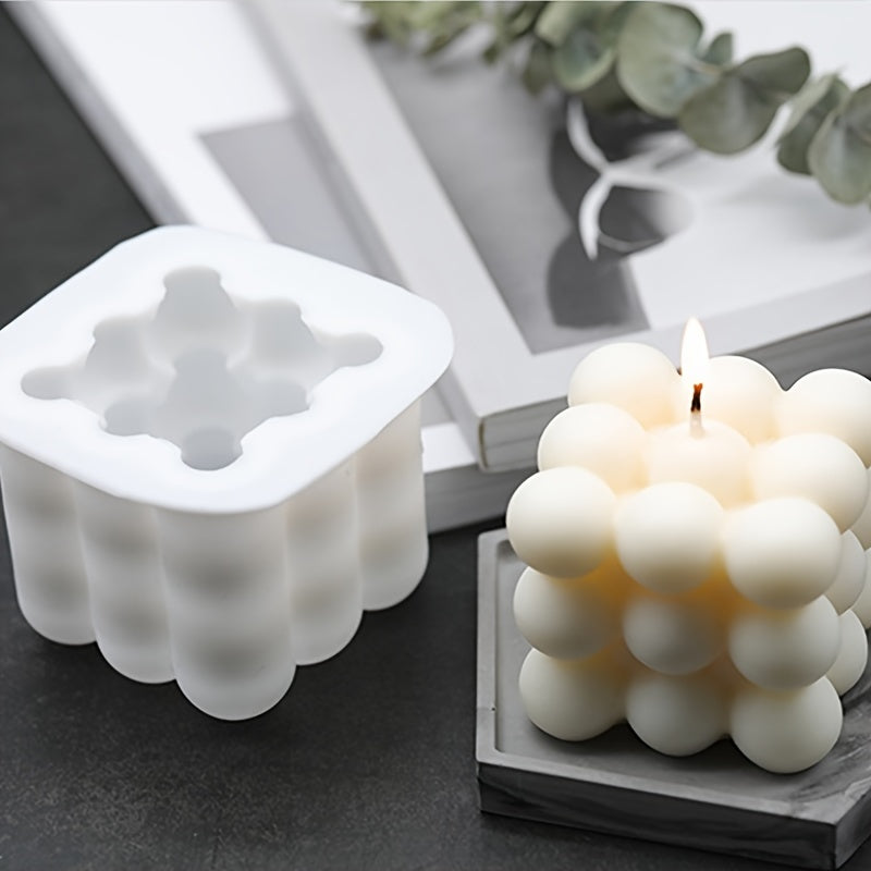 Silicone Candle Mold 3D Cube Small Round Ball Crystal Epoxy Mould DIY Craft Candle Making Tool Soap Mold Handmade Decor Supplies
