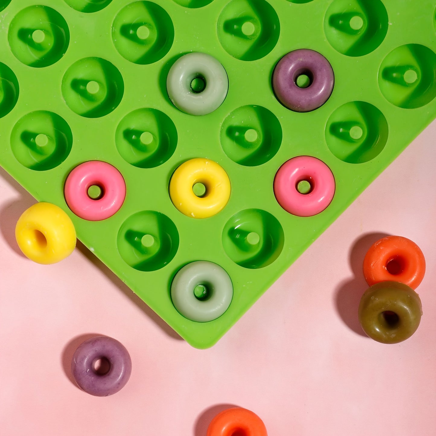 4-Piece Set Silicone Candy Molds with Donut, Teddy Bear, Dinosaur & Heart Shapes