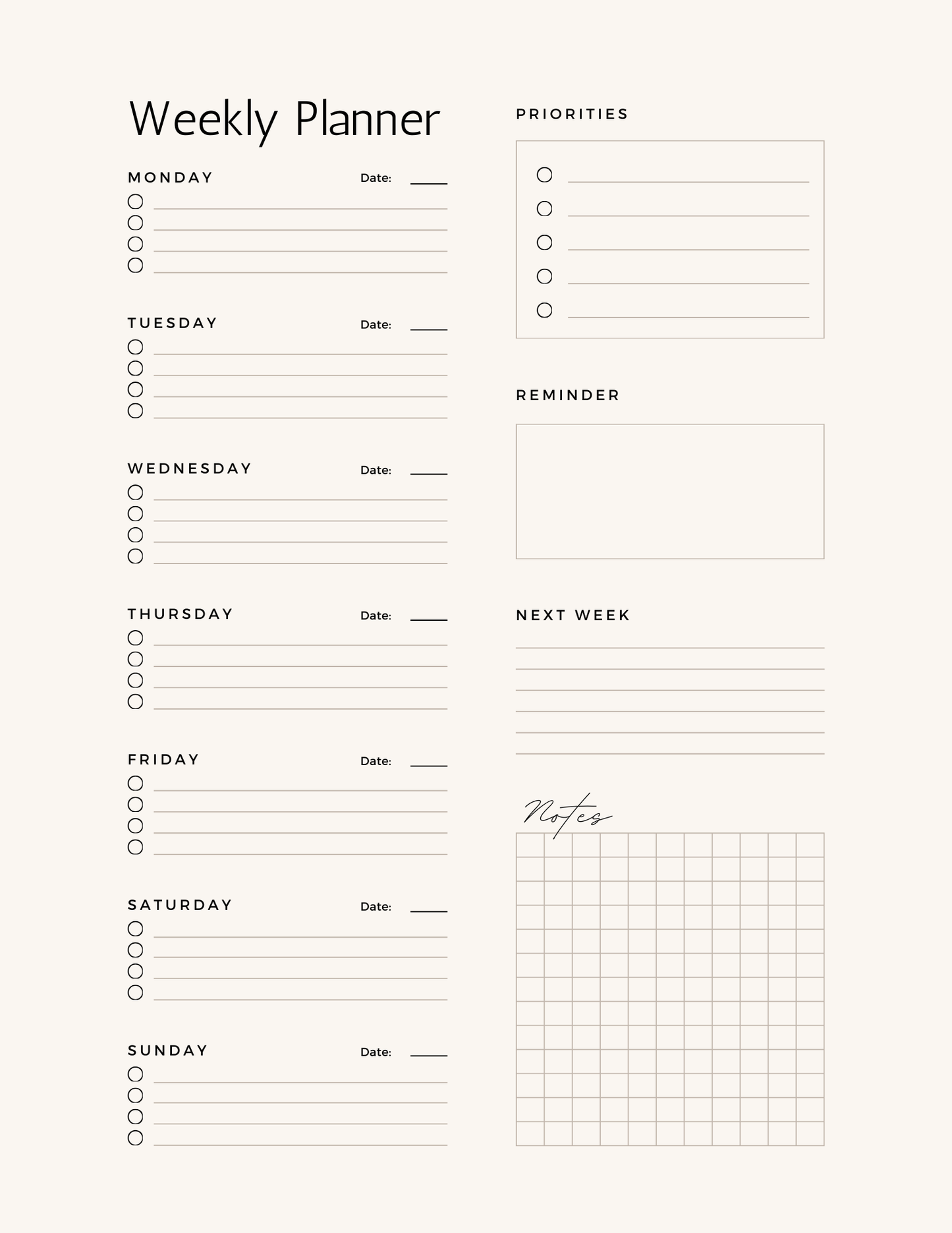 1. Printable goals planner