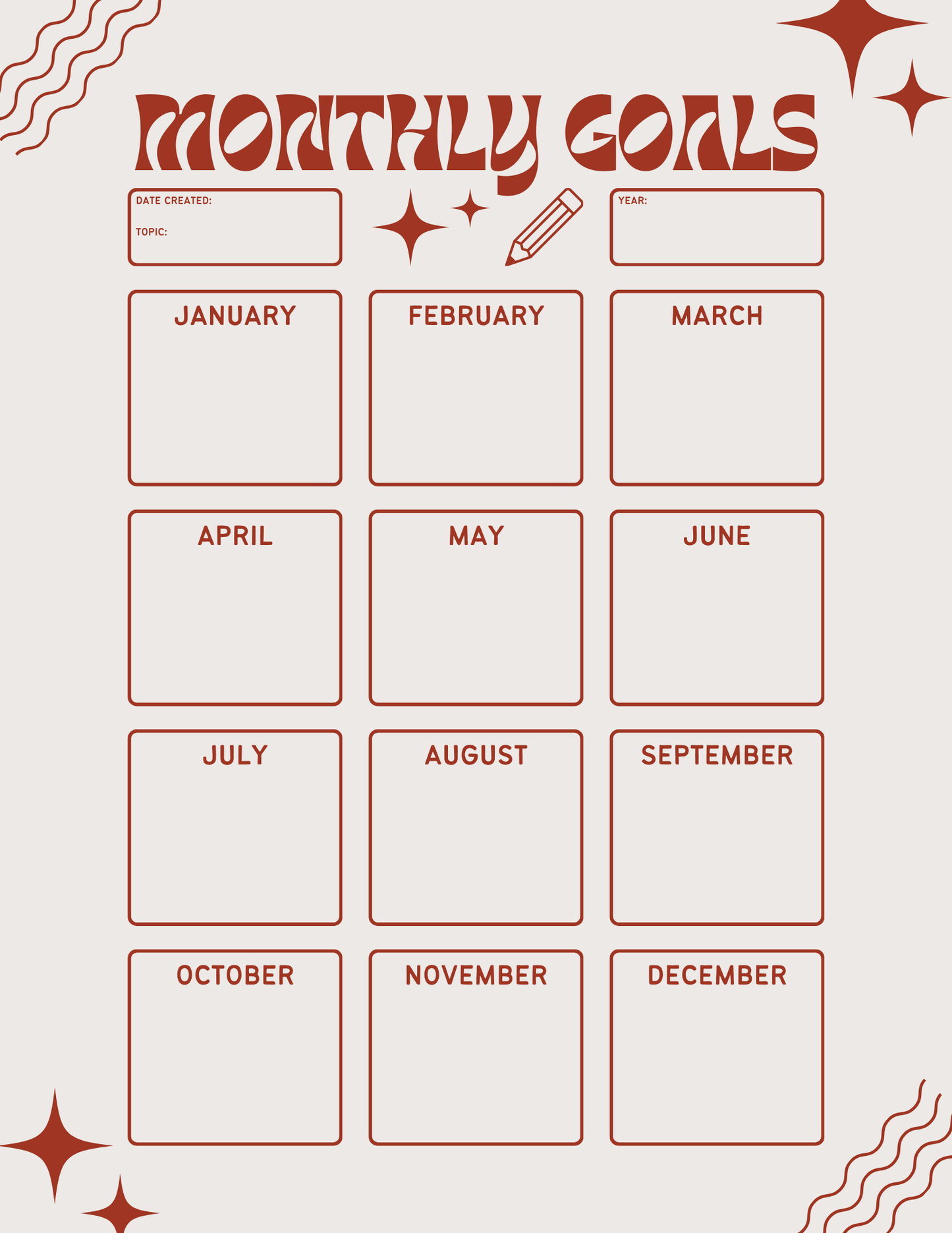 1. Printable goals planner