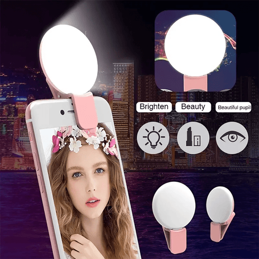 Viral Selfie Ring Light For Iphone and Android. Portable Clip-on Selfie Fill Light Selfie Light Beauty Light Battery Operated Live Light
